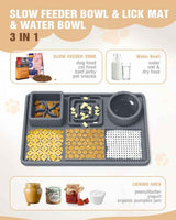 Black Multi-Functional Pet Slow Feeder Lick Mat - Durable Food-Grade Silicone Anti-Bite Bowl for Dogs - Top-Down View