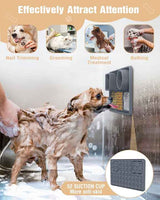Blue Multi-Functional Pet Slow Feeder Lick Mat - Durable Food-Grade Silicone Anti-Bite Bowl for Dogs - Close-Up Angle