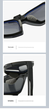 Black Flip-Up Polarized Sports Sunglasses - Versatile Outdoor Cycling and Windproof Eyewear - Rear View