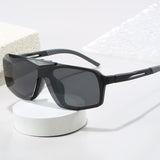 Brown Frame Gray Film Flip-Up Polarized Sports Sunglasses - Versatile Outdoor Cycling and Windproof Eyewear - Side View