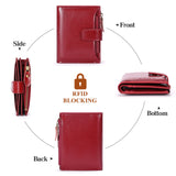 Brown Premium Genuine Leather RFID Blocking Women's Wallet - Lightweight, Multi-Functional, and Stylish - Side View