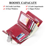 Brown Premium Genuine Leather RFID Blocking Women's Wallet - Lightweight, Multi-Functional, and Stylish - 45-Degree Angle