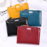Brown Premium Genuine Leather RFID Blocking Women's Wallet - Lightweight, Multi-Functional, and Stylish - Close-Up Angle