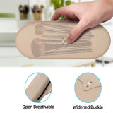 2 Pcs Beige Elegant Silicone Makeup Brush Storage Case - Travel-Friendly, Dustproof, and Multi-Functional - Top-Down View