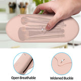 2 Pcs Pink Elegant Silicone Makeup Brush Storage Case - Travel-Friendly, Dustproof, and Multi-Functional - Front View