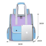 Blue And Purple Portable Pet Carrier Backpack - Spacious, Breathable, and Travel-Friendly for Cats and Small Dogs - Rear View