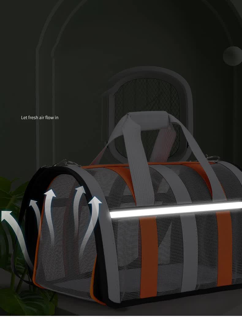 Size S Black And Blue Foldable Pet Carrier Bag - Lightweight, Breathable, and Spacious for All Seasons