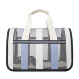 Size S Blue And White Foldable Pet Carrier Bag - Lightweight, Breathable, and Spacious for All Seasons