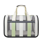 Size M Light Green And White Foldable Pet Carrier Bag - Lightweight, Breathable, and Spacious for All Seasons