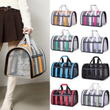 Size L Orange And Grey Foldable Pet Carrier Bag - Lightweight, Breathable, and Spacious for All Seasons - Front View