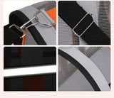 Size L Orange And Grey Foldable Pet Carrier Bag - Lightweight, Breathable, and Spacious for All Seasons - Low Angle