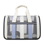 Size L Blue And White Foldable Pet Carrier Bag - Lightweight, Breathable, and Spacious for All Seasons