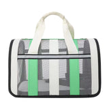 Size L Green And White Foldable Pet Carrier Bag - Lightweight, Breathable, and Spacious for All Seasons