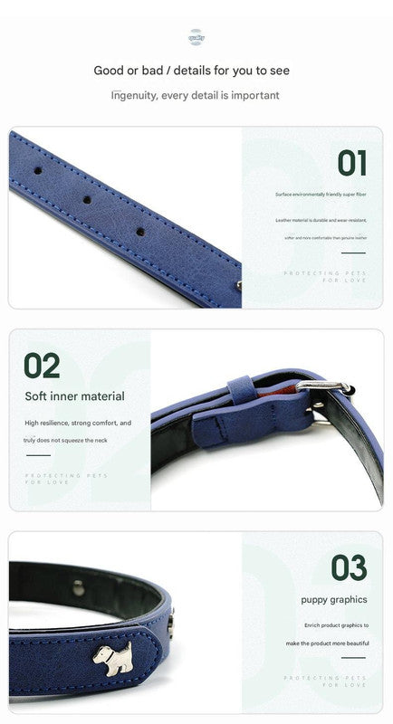 2 PCS Coffee Soft Leather Dog Collar - Adjustable & Durable for Medium/Large Dogs M-(58*2.5cm)