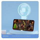 2 PCS White Cute USB Rechargeable Handheld Fan - Phone Stand - Great for Summer - Front View