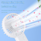 2 PCS Pink Cute USB Rechargeable Handheld Fan - Phone Stand - Great for Summer - Side View