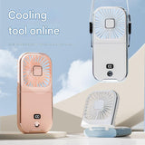 Black and white color Portable Handheld Fan with Neck Strap & Phone Stand - Front View