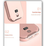 Pink Portable Handheld Fan with Neck Strap & Phone Stand - Side View