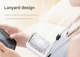 White Portable Cooling Fan with Neck Lanyard & Phone Stand - USB Rechargeable - Top-Down View
