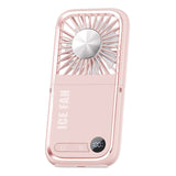 Pink Portable Cooling Fan with Neck Lanyard & Phone Stand - USB Rechargeable