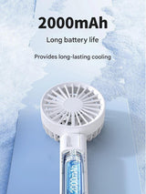 Dual-Blade Portable Neck Fan - Rechargeable USB Fan with Carabiner - Front View
