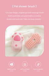 2 PCS Pink Cat Paw Electric Pet Brush | One-Click Spray, Massage, & Hair Removal - Side View