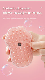 2 PCS Pink Cat Paw Electric Pet Brush | One-Click Spray, Massage, & Hair Removal - Top-Down View