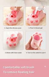 2 PCS Pink Cat Paw Electric Pet Brush | One-Click Spray, Massage, & Hair Removal - 45-Degree Angle