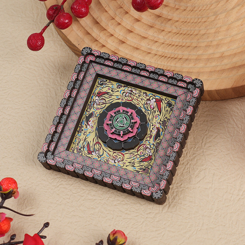 2-PCS 3D Wooden Fridge Magnet - Dunhuang Art Style, Creative Gift (Style 2)