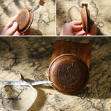Yellow Brown Mini Leather Tape Measure - 1.5m/60in - Round With Pattern - Front View