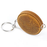 Brown Mini Leather Tape Measure - 1.5m/60in - Round With Hook And Pattern