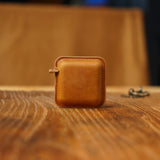 Brown Mini Leather Tape Measure - 1.5m/60in - Square Solid Color
