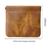 Dark Green Genuine Leather Coin Purse - Vintage Style Snap Closure Mini Pouch - 45-Degree Angle