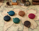 2 PCS Brown Hand-Stitched Leather Tape Measure - Compact & Stylish Measuring Tool - Close-Up Angle