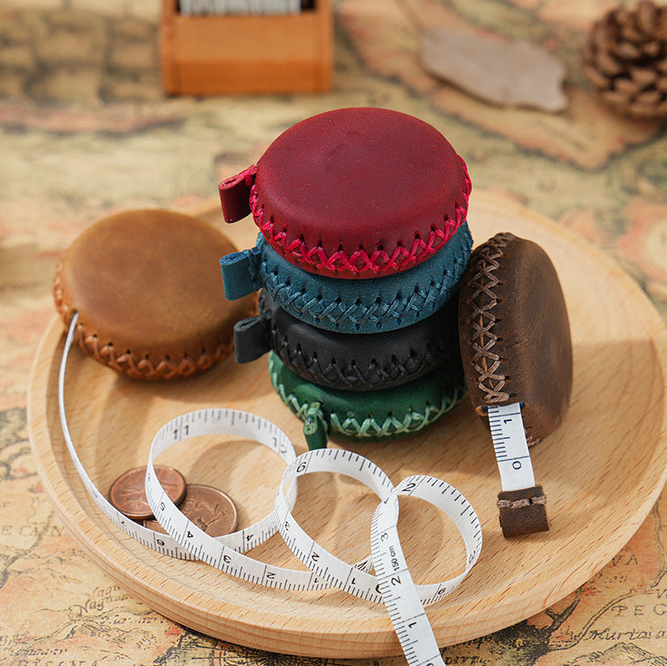 2 PCS Blue Hand-Stitched Leather Tape Measure - Compact & Stylish Measuring Tool