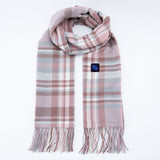 Light Pink Plaid Heated Scarf - Electric Warming Scarf, Winter Outdoor Essential (Without power bank) - Front View