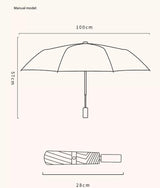 Black Cat With Flowers Outside Cute Cartoon Umbrella - Sun/Rain Umbrella