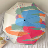 Rainbow Curve Mini 5-Fold Umbrella - Portable, Anti-UV, Black Glue Coating - Side View