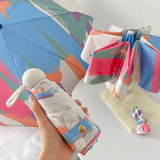 Rainbow Curve Mini 5-Fold Umbrella - Portable, Anti-UV, Black Glue Coating - Top-Down View