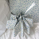 Blue Floral Mini 5-Fold Umbrella - Portable, Anti-UV, Black Glue Coating - Side View