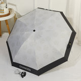 Camellia Mini 5-Fold Umbrella - Portable, Anti-UV, Black Glue Coating - Front View