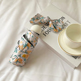 Yellow And Green Floral Mini 5-Fold Umbrella - Portable, Anti-UV, Black Glue Coating - Front View