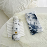 White Butterfly Mini 5-Fold Umbrella - Portable, Anti-UV, Black Glue Coating - Front View