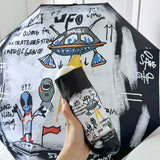 Alien Flower Mini 5-Fold Umbrella - Portable, Anti-UV, Black Glue Coating - Side View