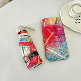 Color Graffiti Mini 5-Fold Umbrella - Portable, Anti-UV, Black Glue Coating - Front View