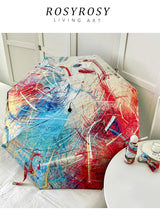 Color Graffiti Mini 5-Fold Umbrella - Portable, Anti-UV, Black Glue Coating - Side View