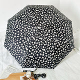 Black Daisy Mini 5-Fold Umbrella - Portable, Anti-UV, Black Glue Coating - Side View