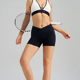 Black Yoga Shorts - Seamless, High Waist, Tummy Control Size M