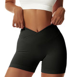 Black Yoga Shorts - Seamless, High Waist, Tummy Control Size M - Side View