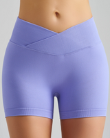 Lavender Purple Yoga Shorts - Seamless, High Waist, Tummy Control Size M - Side View